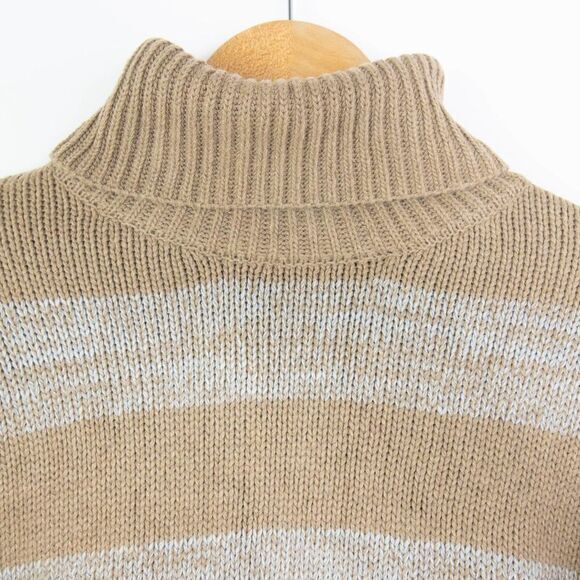 NWOT Eddie Bauer Turtleneck Striped cotton blend Sweater, Tan L - Picture 4 of 9
